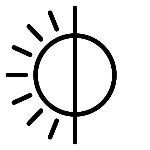 Black symbol resembling a sun with rays on a white background