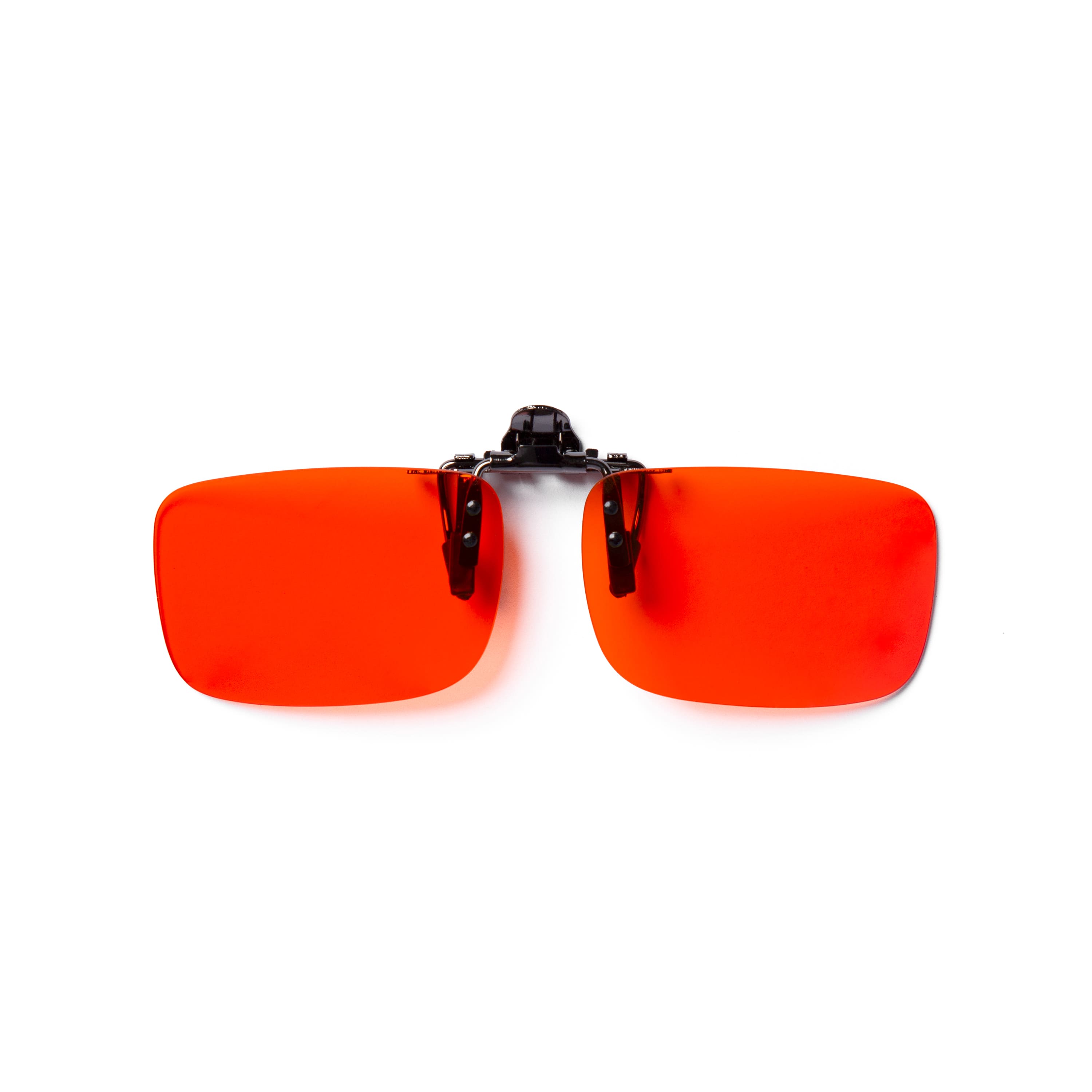 blue light blocking clip on glasses with red lenses that block 100% of blue light