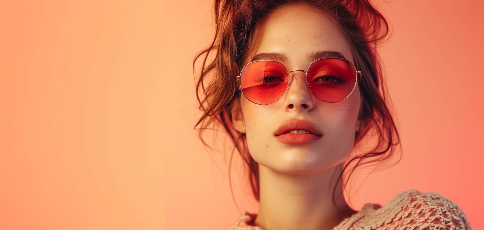 woman in blue light blocking glasses red lens for better sleep