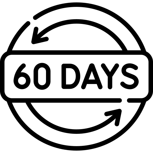 60 Days icon with circular arrows on a white background