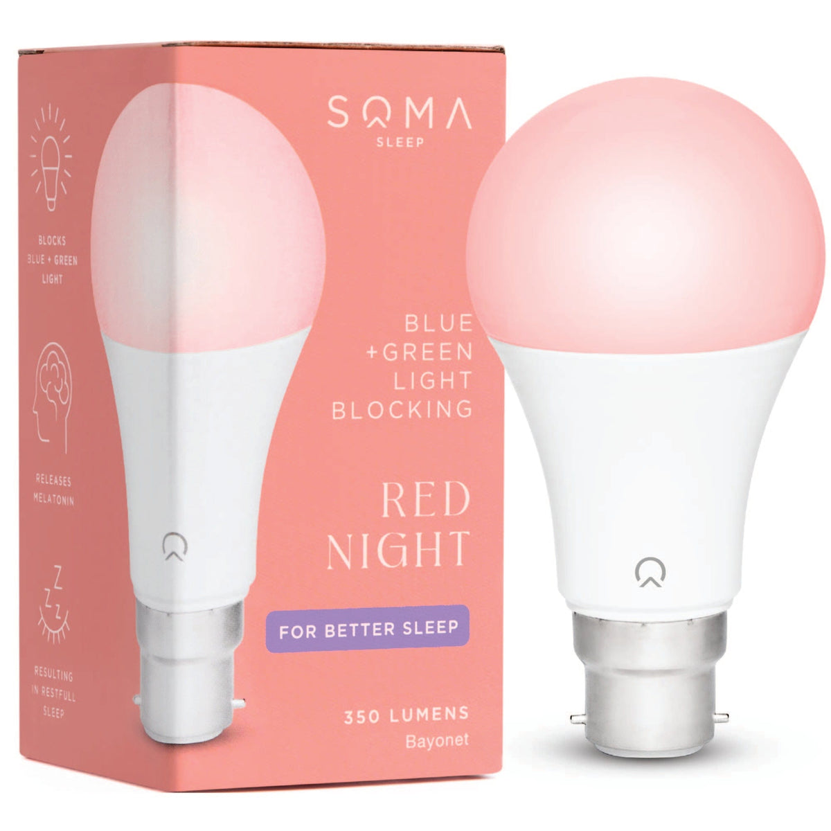 Red Light Bulb for Sleep. Zero Blue and Green Light - Soma Sleep